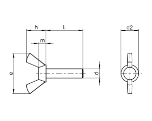 1x Flügelschraube M3x6  (DIN 316 - amerikanische Form, A2)