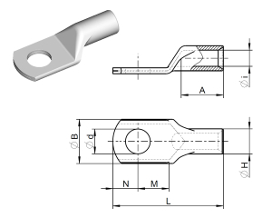 1x Rohrkabelschuh 95mm² M12 (A19-M12)