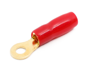 1x Ring-Kabelschuh vergoldet für 6mm² M4  (rot)