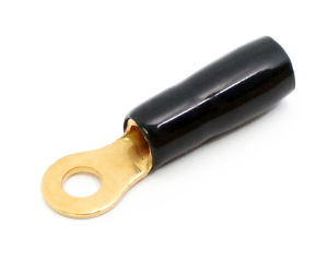 1x Ring-Kabelschuhe vergoldet für 6mm² M4  (schwarz)