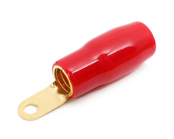 1x Ring-Kabelschuh vergoldet für 25mm² M4 (rot)