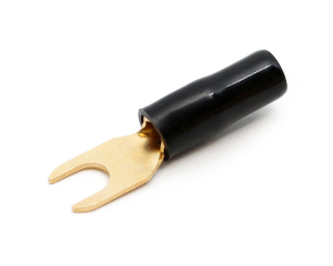 Gabel-Kabelschuh vergoldet für 4mm² M5  (schwarz)