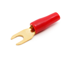 1x Gabel-Kabelschuh vergoldet für 6mm² M5  (rot)