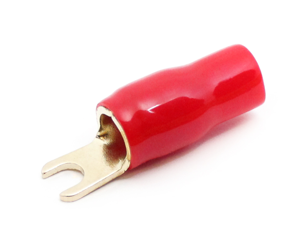 1x Gabel-Kabelschuh vergoldet für 25mm² M5 (rot)