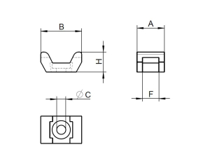 1x Schraubsockel 15x10x7 - 5,0mm  (schraubbar, PA6.6...