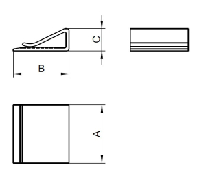 1x Flachbandkabelhalter 20x26x9,6mm  (selbstklebend, PA hellgrau)