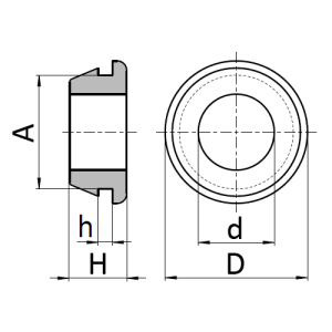 1x Schnelleinbau-Tülle 14x18x21 - 1,5mm  (PVC, schwarz, einseitig)