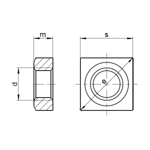 1x Vierkantmutter niedrige Form M4  (DIN 562, A2)