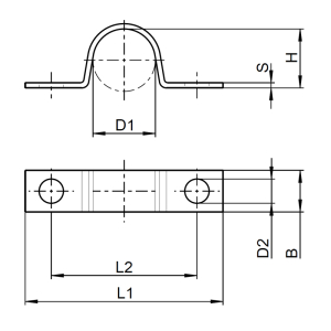 1x Kabelschelle zweilaschig Ø4  (DIN 72573 - A2, Typ BSL W4)
