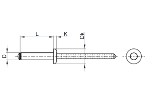 1x Blindniete Flachkopf Ø3,2 x 8 (ISO 15983, A2/A2)