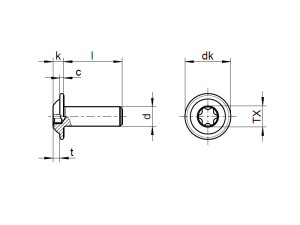 1x Linsenkopfschraube ISR mit Flansch M5 x 35  (ISO...