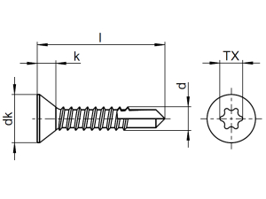 1x Bohrschraube mit Senkkopf 2,9 x 13  (DIN 7504 - Form O...