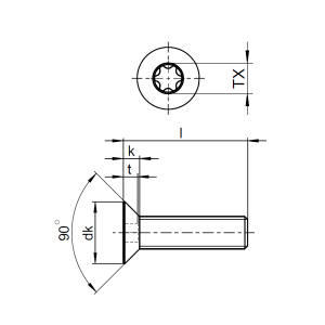 1x Senkschraube M2x5  (ISO 14581 - Torx TX, A2)