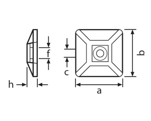 1x Befestigungssockel 12,5x12,5mm  (selbstklebend, PA6.6 schwarz)