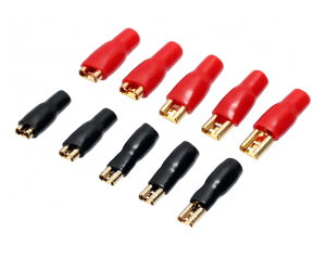 SET Flachsteckhülsen 2,8+4,8mm vergoldet 4,0-6,0mm²  (4x rot + 4x schwarz)