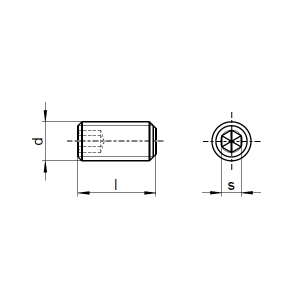 1x Gewindestift M5 x 45  (DIN 913 - A2, ISK &...