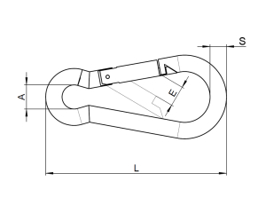 1x Karabinerhaken Ø3x30  (Art 8249 - klassisch symmetrisch, A4)