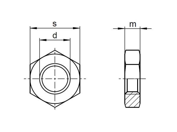 1x Sechskantmutter niedrige Form M12 (DIN 439 - Form B, MS)