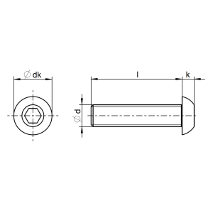 1x Linsenkopfschraube M5x50  (ISO 7380-1 - ISK, A2)