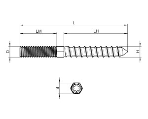 1x Stockschraube M5x40  (Art 1440, VZ)