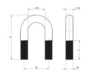 1x Rundstahlbügel (US60) M8 - Ø1-1/4" -...