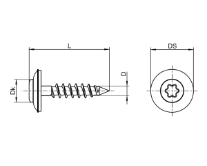 1x Spenglerschraube Ø4,5x60 Dichtscheibe Ø15  (DIN 7995 - TX, A2)