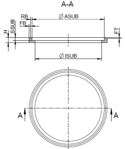 MDF-Holzring für 12"/30cm  (versenkt, mit Falz)