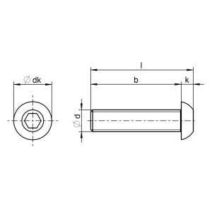 1x Linsenkopfschraube M5x6  (ISO 7380-1 - ISK, A2)