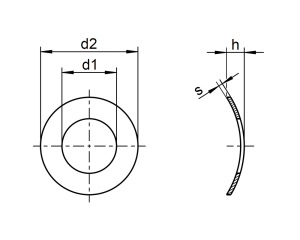 1x Federscheibe M5 - Ø5,3  (DIN 137 - Form A, VZ)