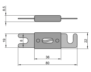 ANL-Streifensicherung vergoldet  (350 Ampere)