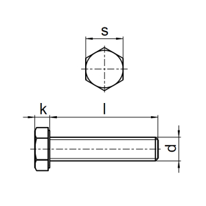 1x Sechskantschraube M36x300  (DIN 933 - 8.8, VZ)