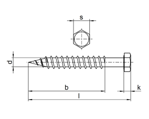 1x Sechskant-Holzschraube Ø8x90 (DIN 571, A2)