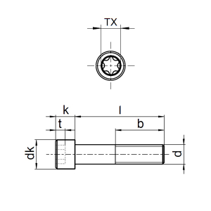 1x Zylinderschraube M10x65  (ISO 14579 - TX, A2)