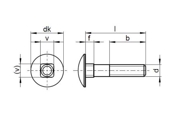 1x Flachrundschraube mit Mutter M12x75 (DIN 603 -...