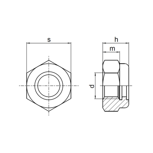 1x Sechskant-Stopmutter M27 (DIN 985 - niedrige Form, A4)