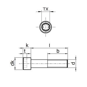1x Zylinderschraube M5x35  (ISO 14579 - TX - 8.8, VZ)