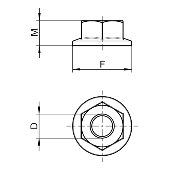 1x Sechskantmutter M12 Flansch (DIN 6923, A2)