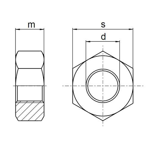 1x Sechskantmutter M45 (DIN 934 - 8, VZ)