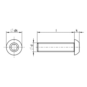 1x Linsenkopfschraube M5x25  (ISO 7380-1 - ISK - 10.9, VZ)