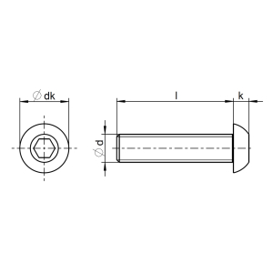 1x Linsenkopfschraube M5x35  (ISO 7380-1 - ISK - 10.9, VZ)