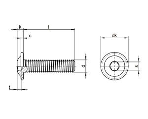 1x Linsenkopfschraube mit Flansch M4x25  (ISO 7380-2 -...