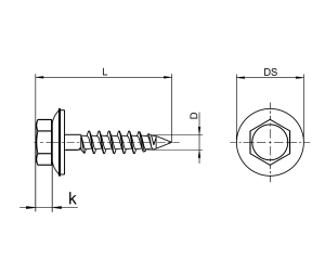 1x Fassadenbauschraube Ø6,5x115 Dichtscheibe...