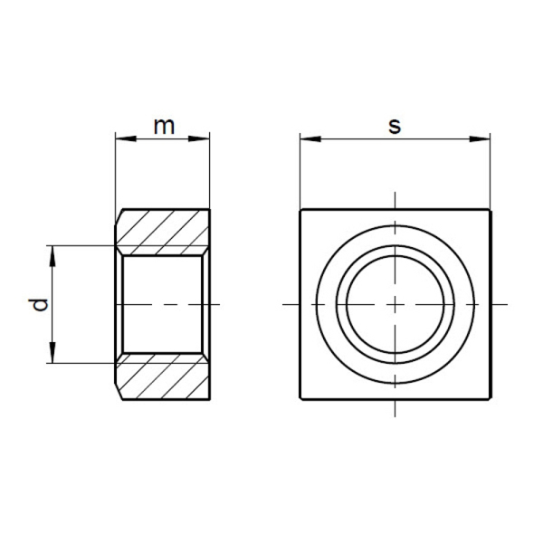 1x Vierkantmutter M12 (DIN 557 - hohe Form - 5, VZ)