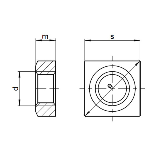1x Vierkantmutter M10 (DIN 562 - niedrige Form - 4, VZ)
