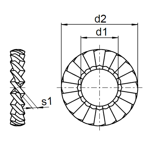 1x Fächerscheibe M10 - Ø10,5 (DIN 6798 -...