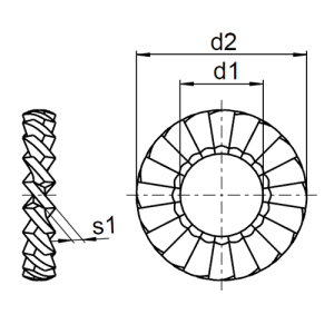 1x Fächerscheibe M5  (DIN 6798 - Form A, VZ)