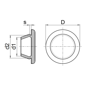 1x Karosserie-Stopfen 16mm  (Gummi, schwarz)