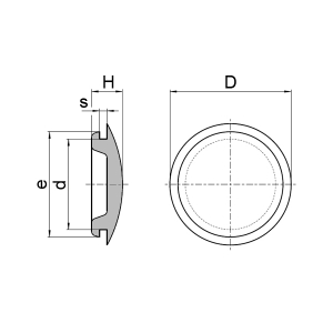 1x Verschluss-Stopfen 32,0mm f&uuml;r 1,6mm  (PVC, schwarz)