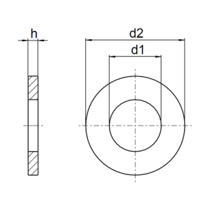 1x Unterlegscheibe M2  (DIN 9021 - Form A, A2)