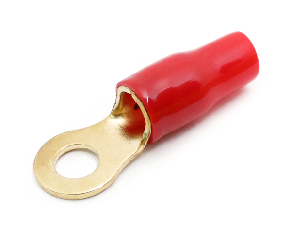 1x Ring-Kabelschuh vergoldet für 25mm² M8 (rot)